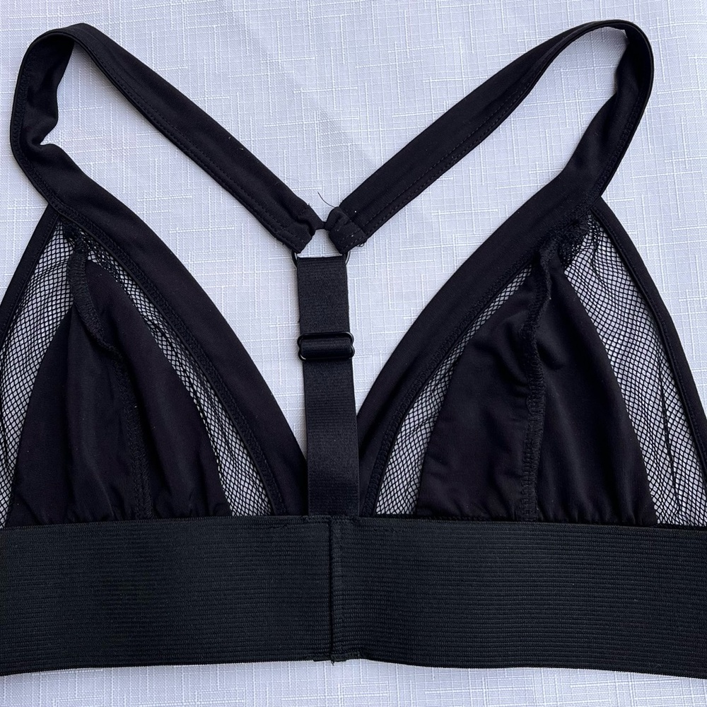 Guess Black Solid Cups Mesh Outside Bralette, Ela… - image 5